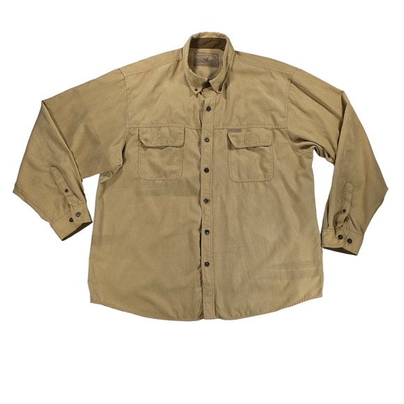 North River Outfitters Sueded Shirt Mens XL Beige Button Down Casual Long Sleeve - Picture 1 of 12